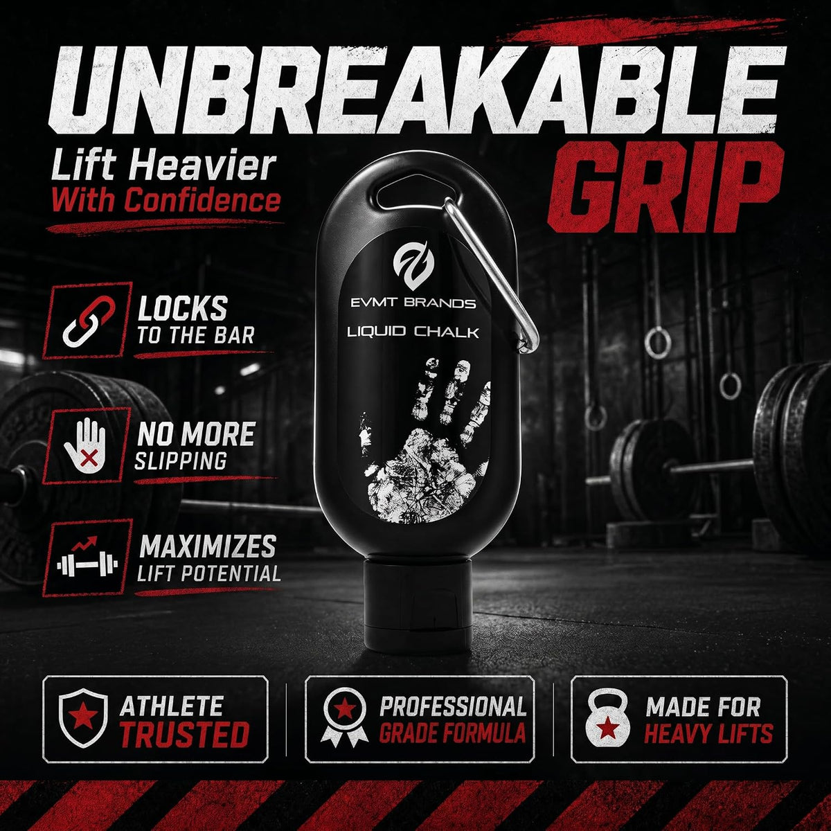 Liquid Chalk, Mess Free Gym Chalk for Weightlifting, Gymnastics, Rock Climbing, Dancing. Sweat Resistant and Long Lasting for Stronger Grip.