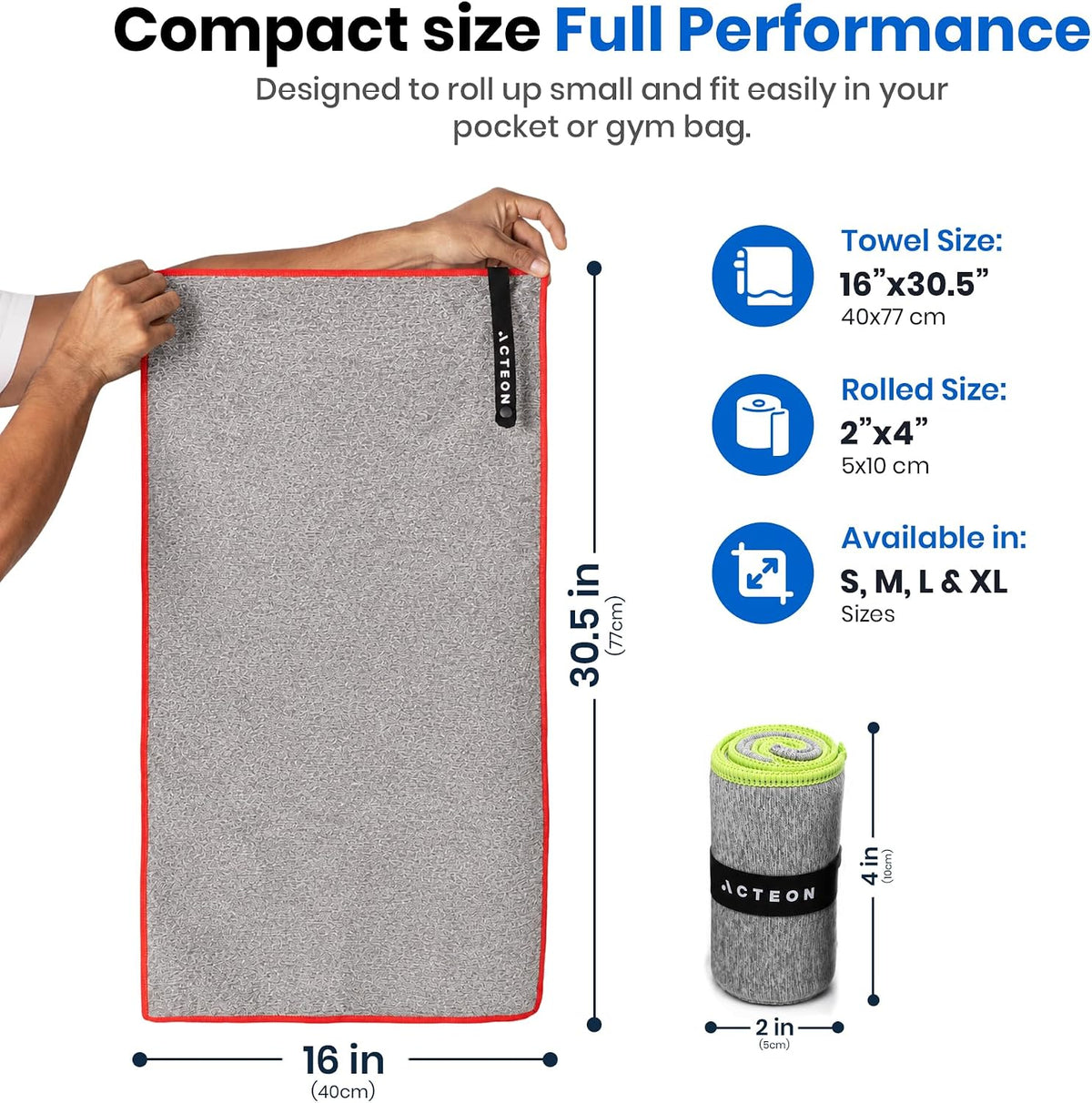 Microfiber Gym Towels 5 Pack, Quick Dry Silver ION Odor-Free Sweat Towel, Super Absorbent Fast Drying for Men & Women, Workout, Yoga, Running, Hiking, Travel – 16X30.5 Inch