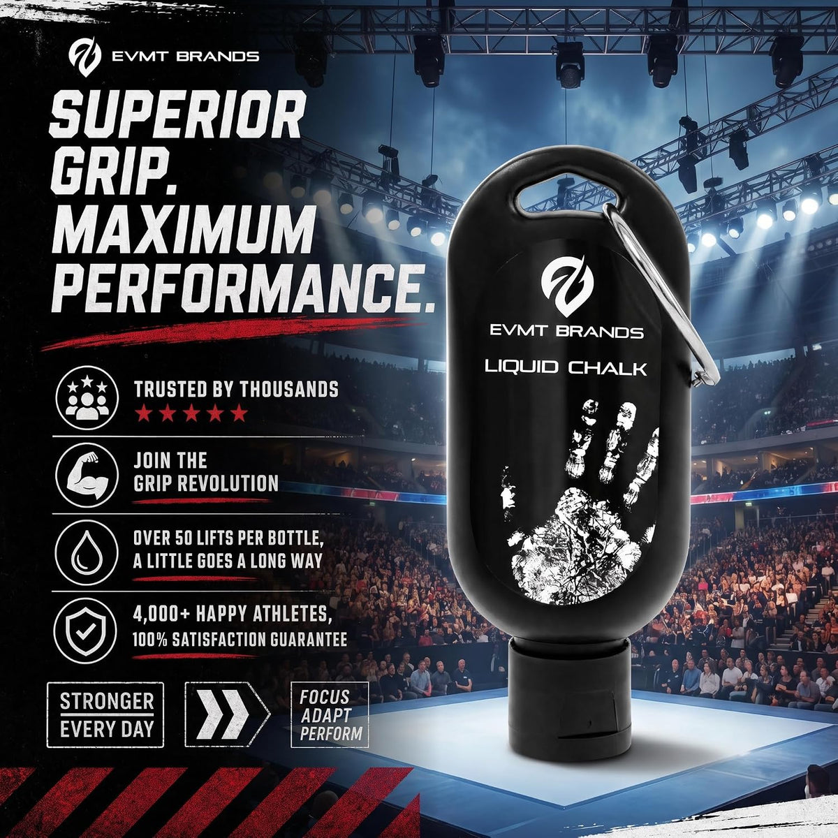 Liquid Chalk, Mess Free Gym Chalk for Weightlifting, Gymnastics, Rock Climbing, Dancing. Sweat Resistant and Long Lasting for Stronger Grip.